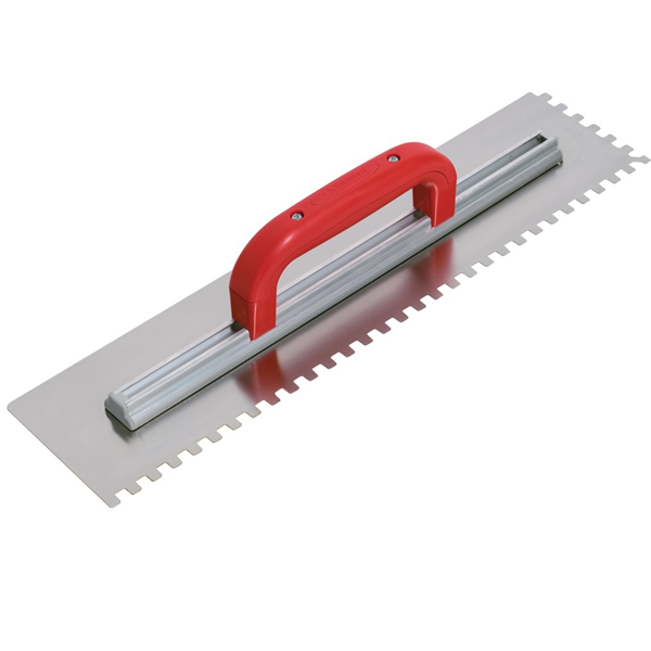 Peigne à colle pour carreleur Taliaplast avec lame inox à dents carrées de 8 mm et poignée fermée - 49 x 11,5 cm