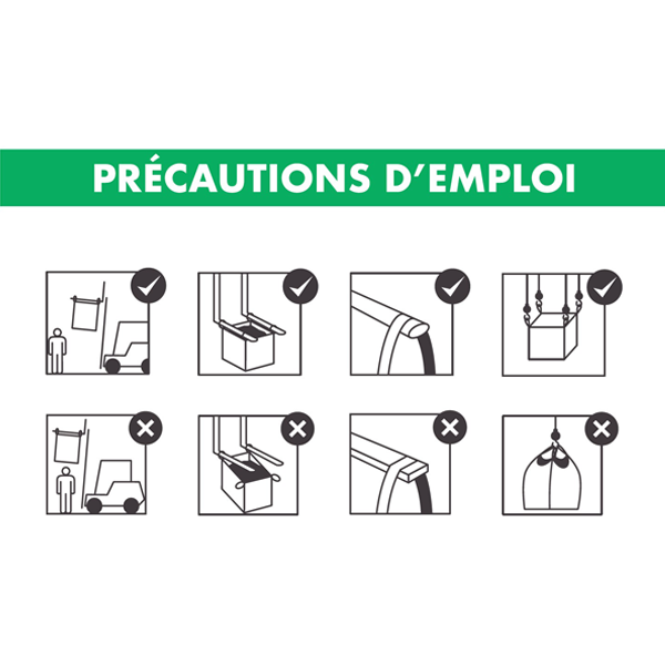 Big bag à usage unique - Transport, stockage, livraison - Polypropylène anti-UV - Capacité 1,5T