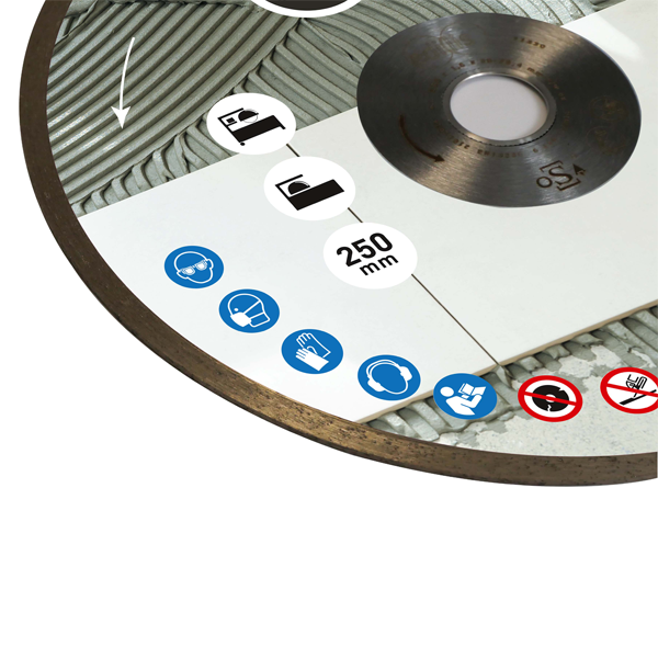 Disque diamant à jante continue pour carreleur Ø 250 mm - JC Edilis - Céramique, faïence et carrelage - Alésage 25,4 mm