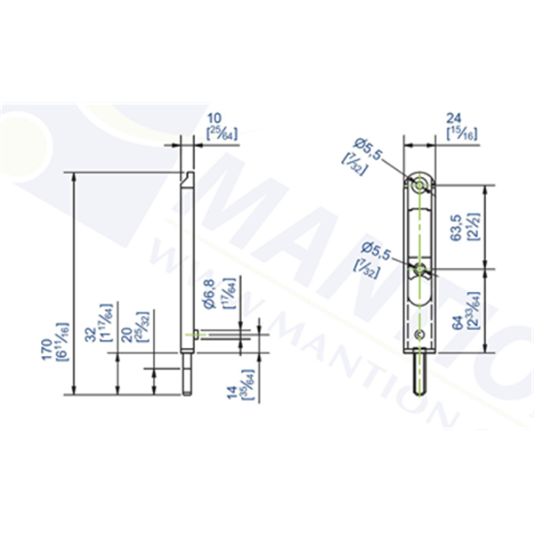 Verrou pour volet 170 mm gris RAL 9006