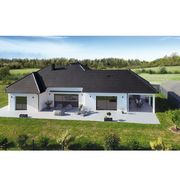 Tuile en terre cuite grand moule aspect plat - Signy - Anthracite