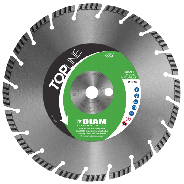 Disque diamant crénelé pour granit et pierre naturelle Ø230 mm x 22,23 mm - Diam Industries