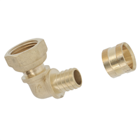 Raccord PER coudé en laiton avec écrou tournant femelle 1/2" à sertir par glissement - pour tube Ø 12 mm