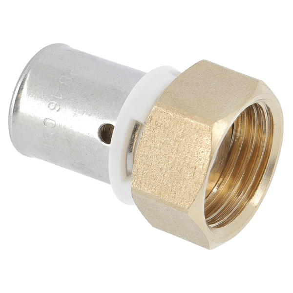 Raccord PER à sertir par écrasement avec écrou tournant femelle 1/2" en laiton - pour tube Ø 20 mm