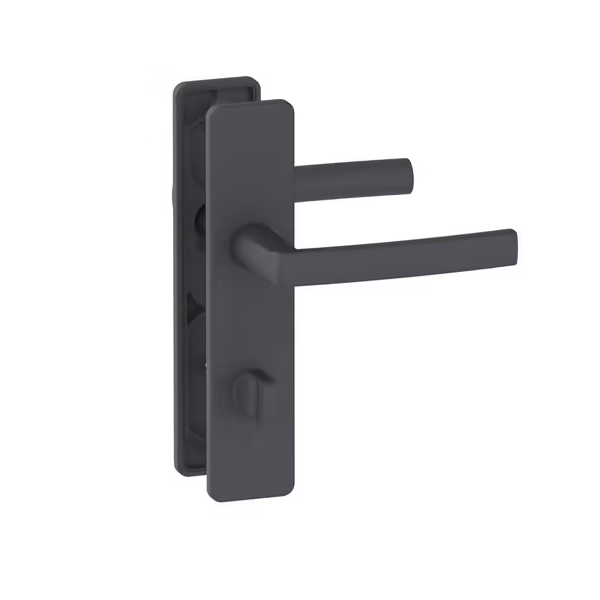 Ensemble poignée de porte à condamnation Vachette Koya - alu noir - entraxe fixation 195 mm - carré 7 mm