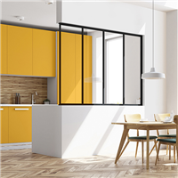 Verrière fixe type atelier - profil étroit alu noir mat - 4 partitions verre feuilleté clair - 1200,0 MM x 1376,0 MM