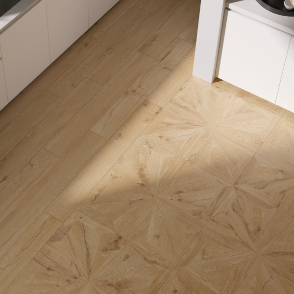 Carrelage imitation bois pour sol intérieur - Grès cérame émaillé et rectifié - Le Doghe - 90 x 90 cm - ép. 9 mm -  Intrecci Rovere