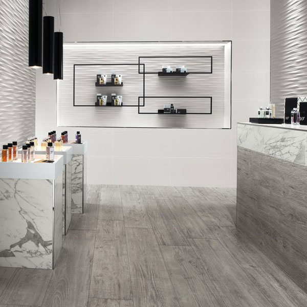 Faïence murale salle de bain - 3D Wall Design - 80,0 cm x 40,0 cm - ép. 8,50 mm - Solid White Mate