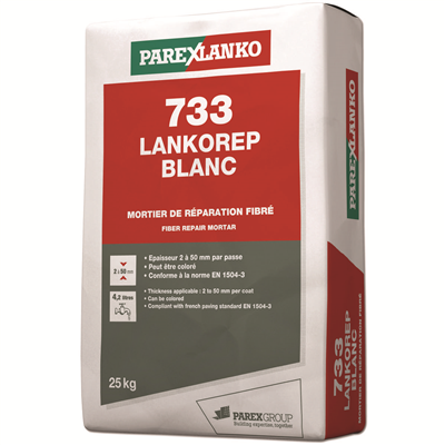 Mortier de réparation fibré à retrait compensé - Lankorep Blanc 733 - sac de 25 KG