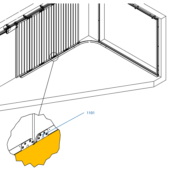 Guide inférieur gauche sur charnière Mantion 1101GG galvanisé porte de garage Garline ou Hercule