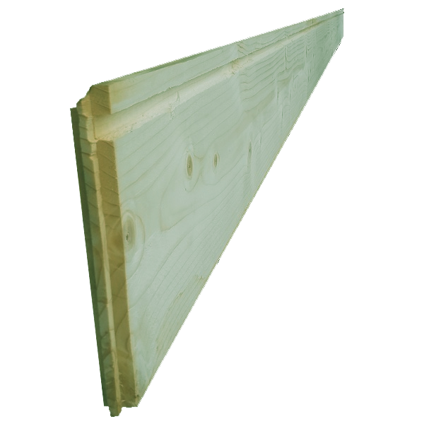 Planche de rive avec congé et rainure - sapin du nord traité classe 3 vert - 195,0 MM x 27 MM - longueur 4.2 M