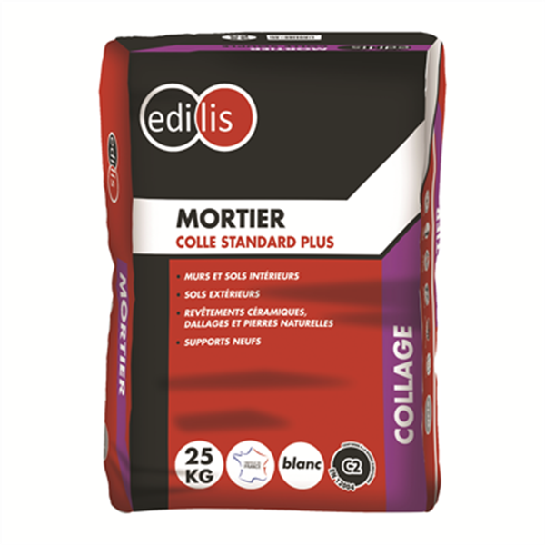 Mortier colle Edilis standard plus blanc sac de 25 kg