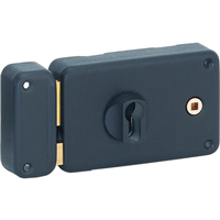 Boitier serrure de grille à fouillot horizontale 140 x 88 mm axe 55 mm époxy noir granité main gauche