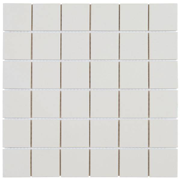 Carrelage mosaïque 4,8 x 4,8 cm pour salle de bain sur filet de 30,3 CM x 30,3 CM - ép. 6,00 MM - Blanc/beige