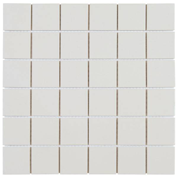 Carrelage mosaïque 4,8 x 4,8 cm pour salle de bain sur filet de 30,3 CM x 30,3 CM - ép. 6,00 MM - Blanc/beige