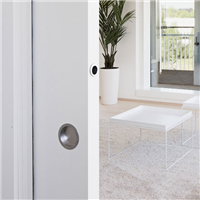 Poignée pour porte coulissante sans serrure avec tire doigt et plaque têtière - Rondo Eclisse - ∅60 mm - Chromé satiné