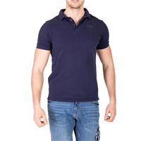 Polo homme manches courtes en tissu respirant - Polage Rica Lewis - Marine effet vintage - Taille L