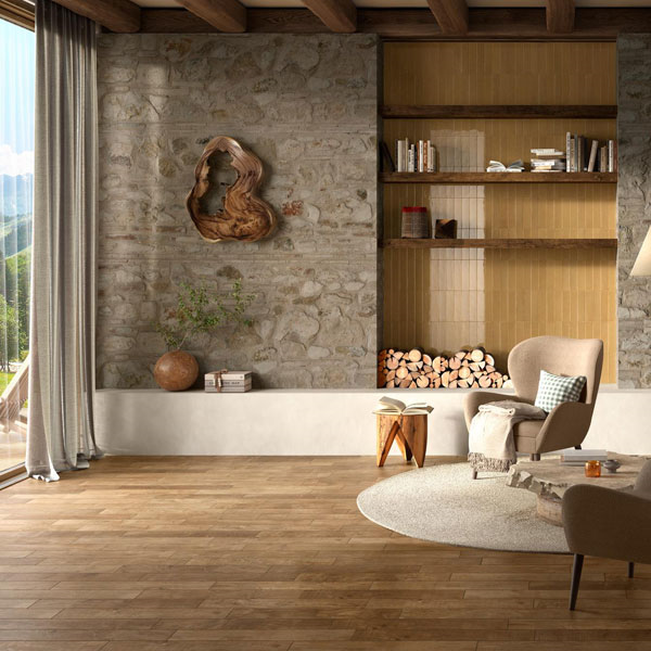 Carrelage intérieur effet bois en grès cérame émaillé - Nodis - 120 x 20 cm - ép. 9 mm - Natural