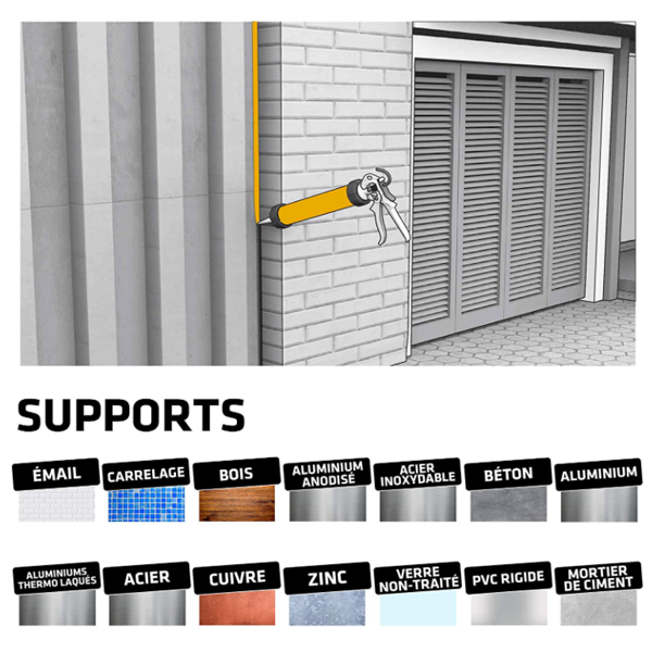 Mastic silicone neutre pour menuiseries - SikaSeal 109 - Gris - Cartouche 300 ml