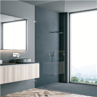 Panneau mural salle de bain en pierre naturelle - Étanche et Recoupable - 250 x 100 cm - Granit Clair - ép. 3 mm