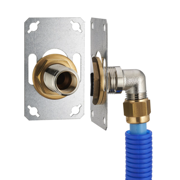 Platine simple PER à compression pour robinet mural - Kit Fix System - Ø 16 mm - sortie femelle 15 x 21 mm