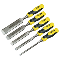 Coffret de 5 ciseaux à bois Stanley manche bimatière 6-10-15-20-25 mm