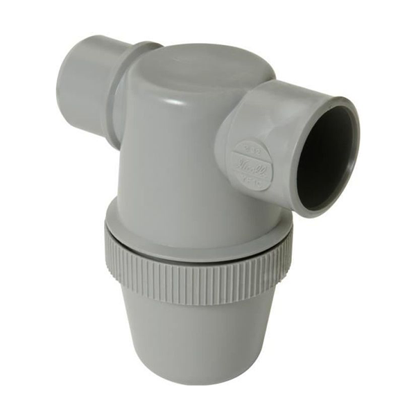 Siphon de lavabo à coller avec entrée horizontale - Nicoll - Diamètre 32 mm - Garde d'eau 50 mm - PVC-C Gris