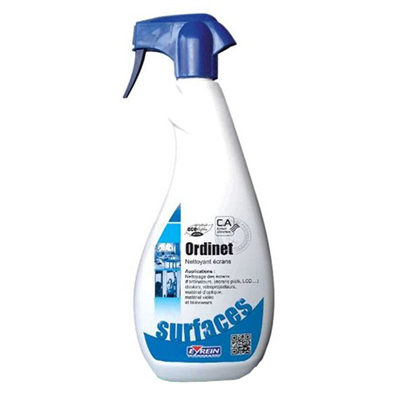 Nettoyant dégraissant écrans bornes tactiles et ordinateurs - Ordinet Eyrein - Spray 750 ml