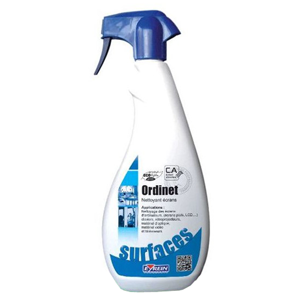 Nettoyant dégraissant écrans bornes tactiles et ordinateurs - Ordinet Eyrein - Spray 750 ml