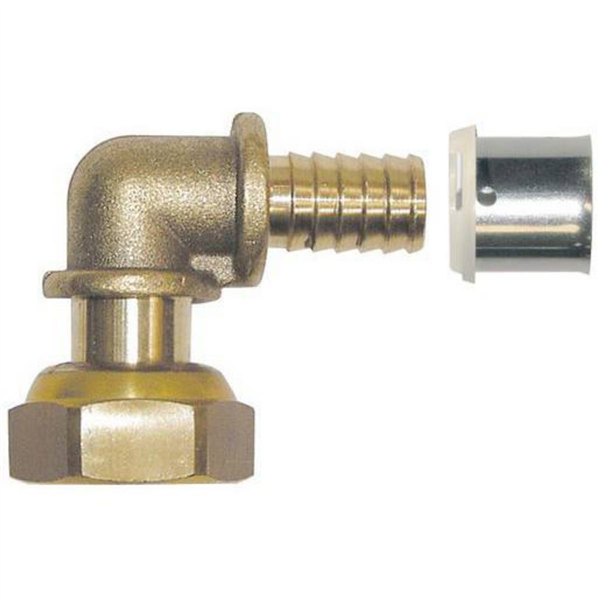 Raccord PER coude à sertir 12 avec écrou tournant 1/2F