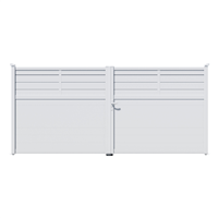 Portail aluminium sur mesure Intiméclo - Inti 13 Icar - Battant ou coulissant - Aspect au choix avec lames brises vues horizontales 150 mm avec raidisseurs