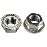 Écrou hexagonal cranté DIN 6923 Inox A2 diamètre 5 mm - boîte de 200