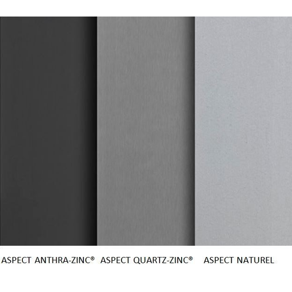 Feuille de zinc pour couverture de toit et façade VMZINC - aspect naturel - 1,00x2,00 MM - épaisseur 0,65 MM