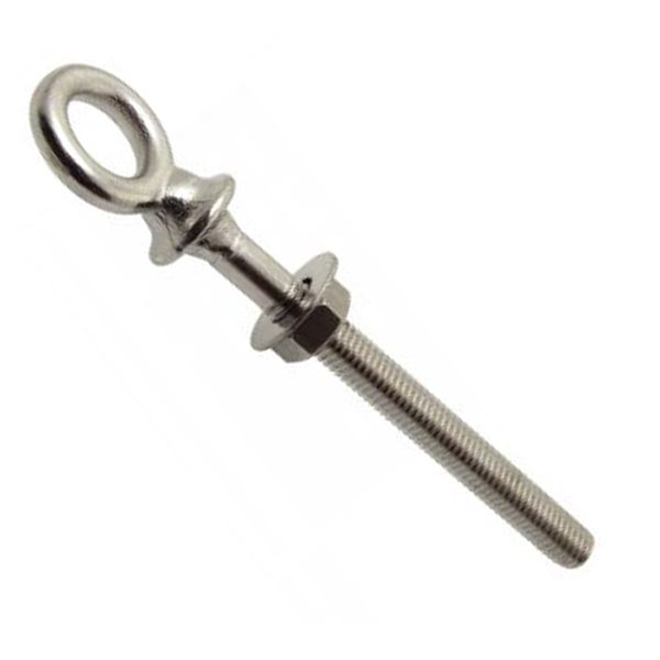 Piton à oeillet fileté avec écrou inox A4 6x60 mm trou de 15 mm - lot de 5