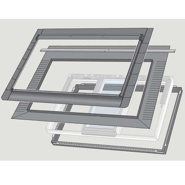 Raccord Velux EDLS 2000 pour verrière atelier FFK08 de 127,0 CM x 140,0 CM - poste standard sur ardoise