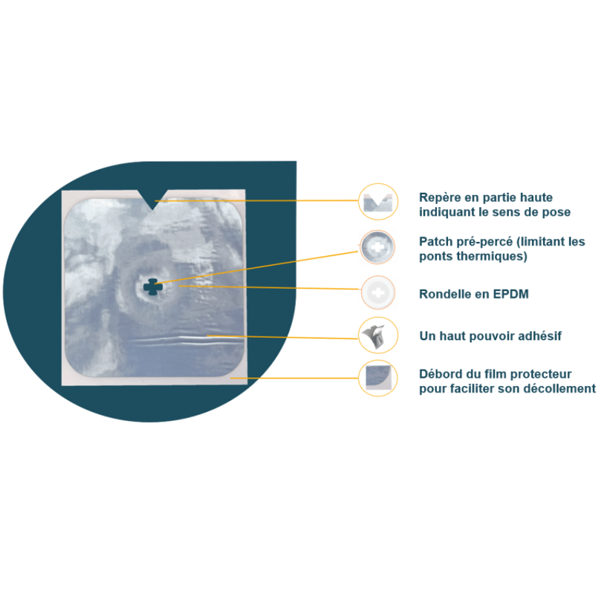 Patch RT Knauf pour étanchéité à l'air et à la vapeur d'eau - 120,0 MM x 120 MM - lot de 50