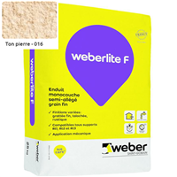 Enduit monocouche semi-allégé et coloré à grain fin WeberLite F 016 Ton pierre - sac de 25 KG