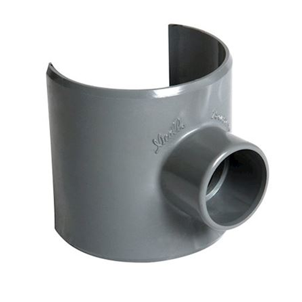 Selle à 90° Nicoll SL875 pour extension du réseau d'eaux usées et vannes - PVC gris - diamètre 80 et 50 mm