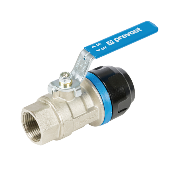 Vanne filetée femelle G 1/2 cylindrique Prevost PPS1 RSIF2012 avec raccordement pour tube Ø extérieur 20 mm