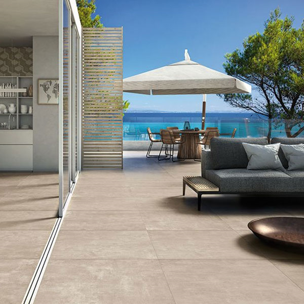 Carrelage extérieur en grès cérame émaillé rectifié effet béton Tex - 90 cm x 90 cm - ép. 20 mm - Satin