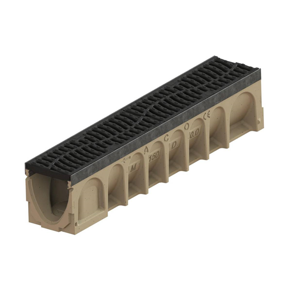 ACO MULTIDRAIN 150 BETON POLYMERE GRILLE DUNE - FONTE D400