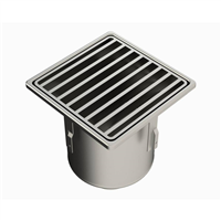 SIPHON 255X255 SORTIE VERT 100 MM GRILLE BARREAUX PANIER 25100EP