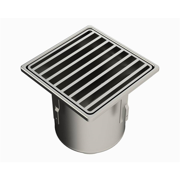 SIPHON 255X255 SORTIE VERT 100 MM GRILLE BARREAUX PANIER 25100EP