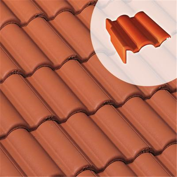 Tuile de rive gauche en béton avec rabat - Plein ciel - Rouge sienne - 42 x 33.5 x 15.5 cm