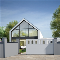 Portail aluminium sur mesure Intiméclo - Inti 10 Odin - Battant ou coulissant - Aspect au choix - Barreaudage vertical 100 mm et lames horizontales 150 mm