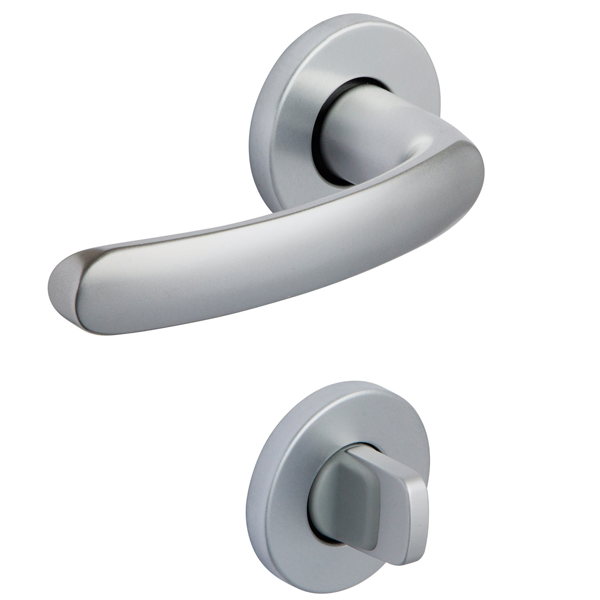 Ensemble poignée de porte à condamnation avec rosace 6600 Vachette Budget - argent - carré 7 mm