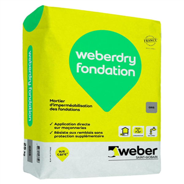 Mortier d'imperméabilisation des fondations Weberdry Fondation