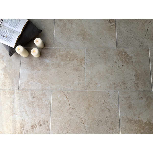 Plinthe de carrelage intérieur en grès cérame émaillé Edilis effet pierre de Travertin - 60,0 CM x 9,5 CM - Beige