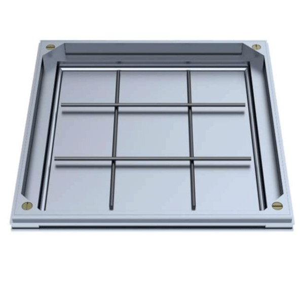 Tampon à remplir de béton ou à paver en aluminium - SOCOLIM TSAD40.55 - Double joint - 520,0 mm x 520,0 mm