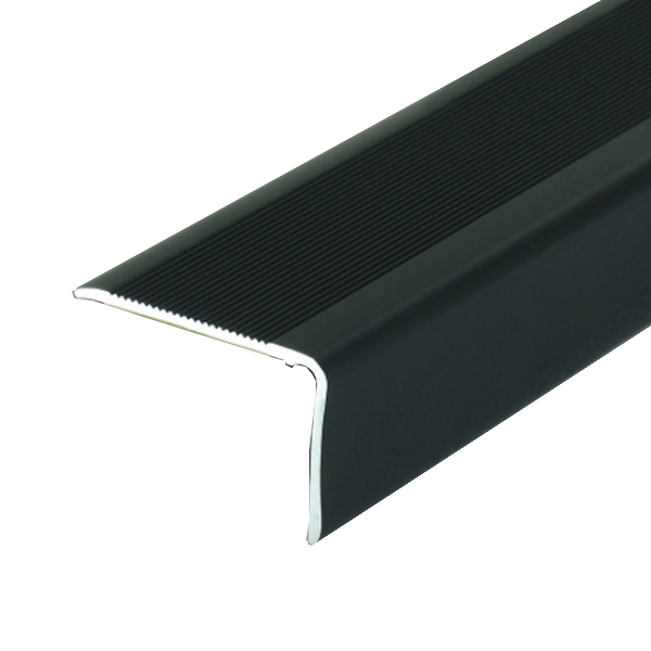 Nez de marche strié adhésif Dinac 6VA en Aluminium Noir - 36 MM x 24,0 MM - 1,10 M